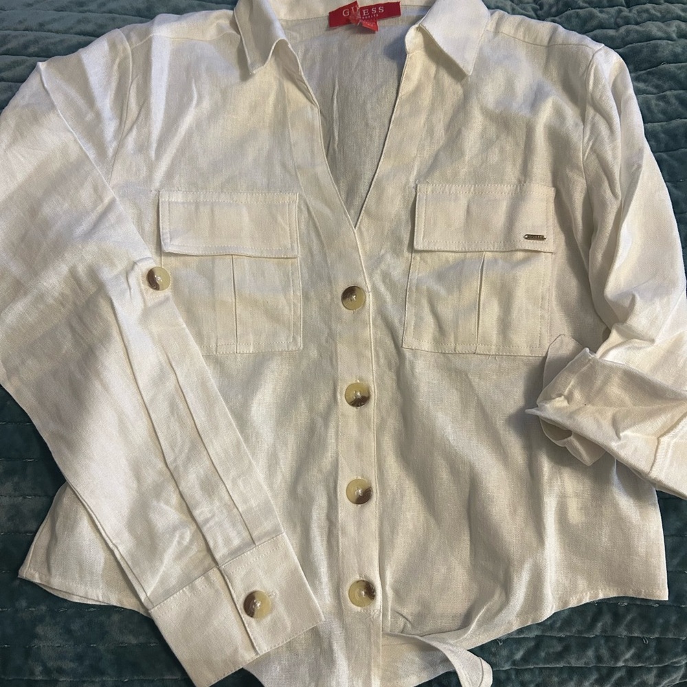 Guess Ivory Button-Down Shirt